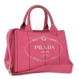 Prada Canapa Handbag Canvas Pink